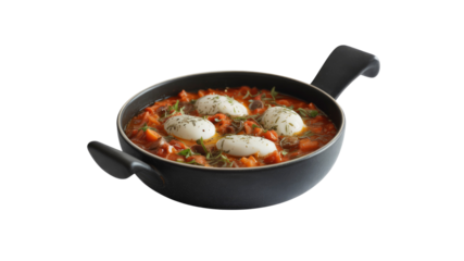 Shakshuka in a Dark Grey Pan - Delicious Middle Eastern Egg Dish