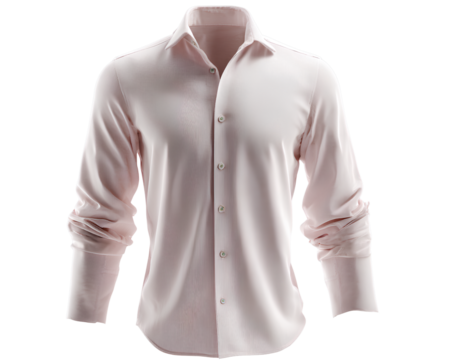 Formal Shirt on Invisible Male Torso, Front View with Rolled Sleeves, Crisp Fabric Texture, Isolated on Transparent Background - Powered by Adobe