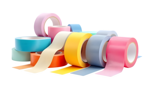 Colorful Washi Tape Rolls, isolated on white background