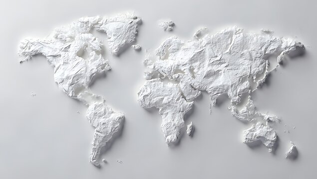 Fototapeta 3D World Map in a Clean, Modern Style, A high-quality, 3D representation of the world map.