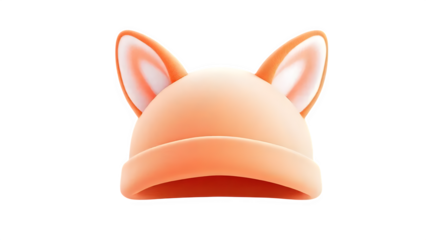 Fox ear beanie hat, isolated on white background