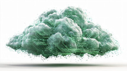 Digital Cloud Data Abstract Green Futuristic Technology Internet 3D Design Graphic Nature Visualization Computing Network Storage Science Art Model Layer Environment Density Shape Connectivity