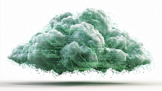 Digital Cloud Data Abstract Green Futuristic Technology Internet 3D Design Graphic Nature Visualization Computing Network Storage Science Art Model Layer Environment Density Shape Connectivity
