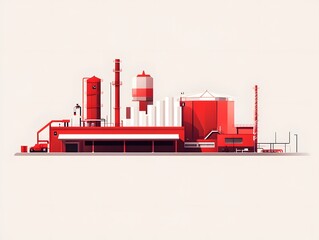 Obraz premium Modern industrial oil and gas processing plant with red equipment