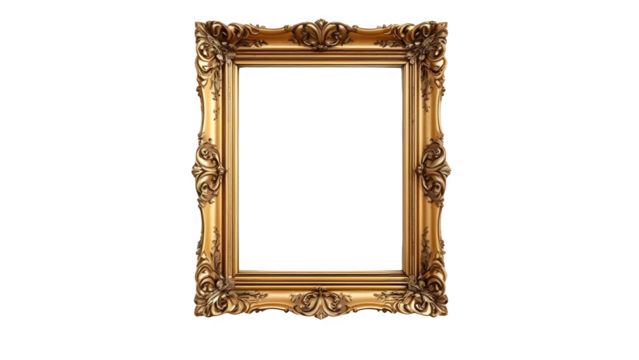 Ornate gold picture frame, isolated on white background - Powered by Adobe