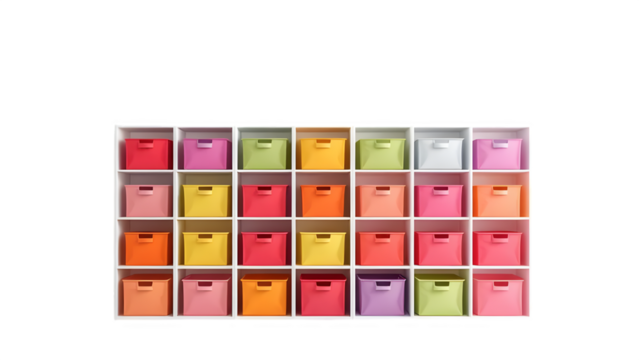 Colorful storage cubes isolated on a white background, isolated on white background