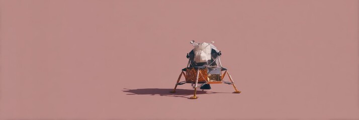 Premium Lunar Module Isolated on Minimalist Background for Moon Day and Earth Day Celebrations, Modern Space Innovation Marketing Campaigns for Young Professionals