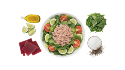 Delicious Tuna Salad Recipe Ingredients Overhead Flatlay
