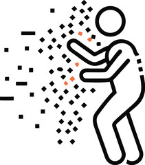 Person Expelling Data Points:  Digital Detox, Data Loss, Information Release Vector Illustration