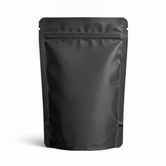 Black resealable foil pouch mockup for branding dry goods packaging template for ecommerce, private label, and retail shelf display, food-grade zip lock bag

