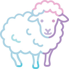 Pastel Sheep Illustration: Cute Ovine Clipart for Design Projects