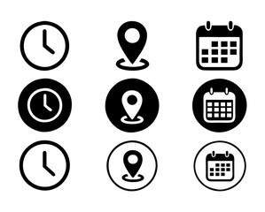 Vector Set of Calendar Icons | Date, Schedule, Time Management, Event Planning, Reminder Symbols, Monthly Planner, Deadline, Appointment, Organizer, Digital Calendar, Minimalist Design

