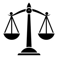 black vector Scales of justice silhouette representing law, balance, and fairness in legal system symbol of equality and judicial process