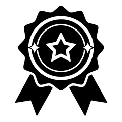 black vector Award ribbon with star silhouette, a symbol of achievement, recognition, and success, ideal for awards and celebratory designs
