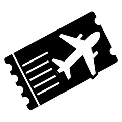 black vector Airplane ticket silhouette featuring flight details for travel and tourism, symbolizing vacation and international journey preparation