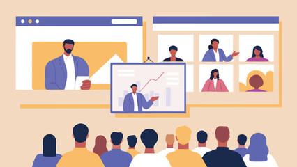 virtual conference with presenters and audience in a meeting setting online