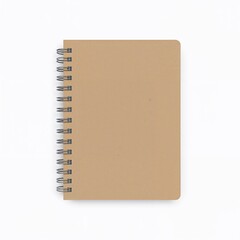 Blank front cover spiral notebook in kraft brown for mockups, branding templates, and graphic design presentations

