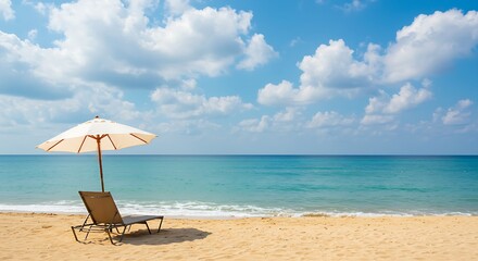 lounge chairs and umbrella on the beach