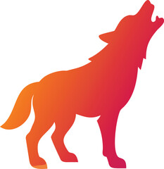 Gradient Wolf Silhouette:  Vector Art, Canine Design, Animal Graphic, Red Orange Illustration