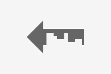 arrow and city building negative spacee logo