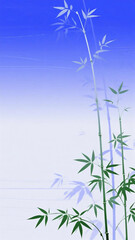 Obraz premium Minimalist Bamboo Illustration on Blue to White Gradient Background
