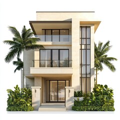Fototapeta premium Real contemporary suburb house architecture tropical villa.