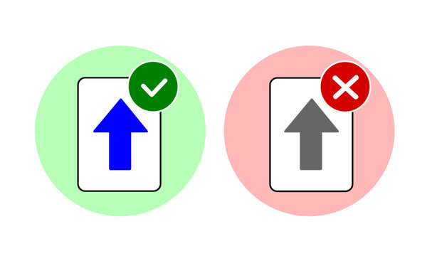 Flat file upload status icons &ndash; success & error vector set