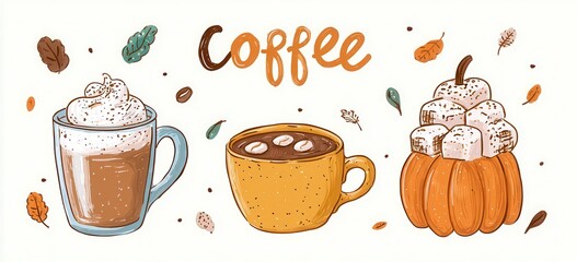 autumn hot drink cute cartoon mug