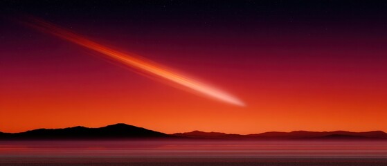 Fototapeta premium Premium High-Quality Fiery Meteor Streak in Atmospheric Sky Modern Cosmic Science Education for Millennial Audiences in Editorial and Marketing Use