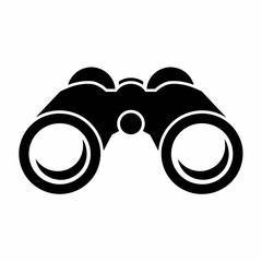 Simple black silhouette of binoculars isolated on white background