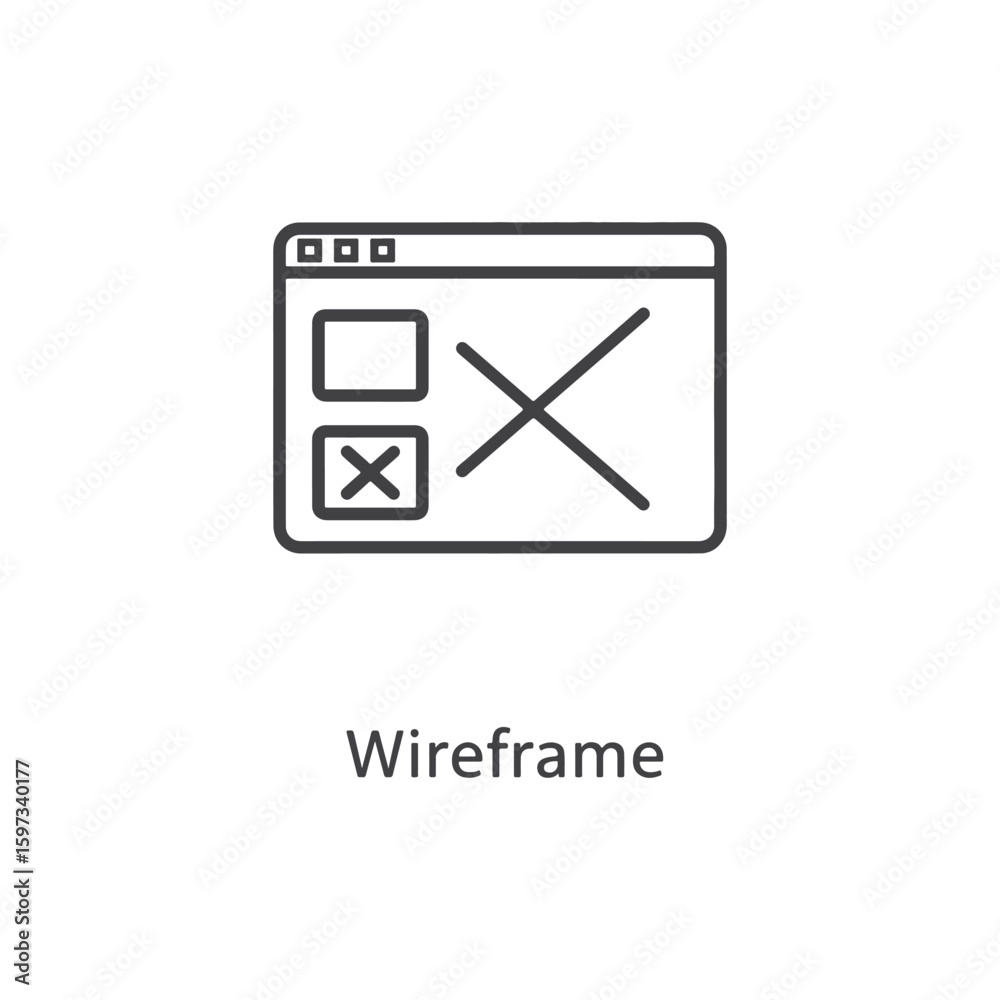 Poster vector art of a wireframe sketch of a user interface screen