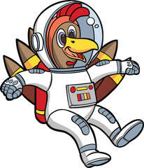 Funny Thanksgiving Turkey Astronaut Clipart for Kids and Space Theme