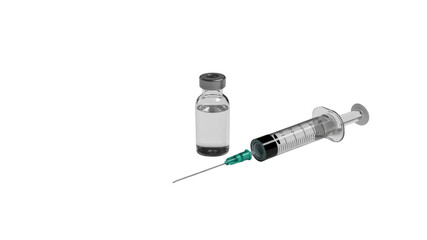 Vaccination Syringe and Vial of Vaccine Ready for Injection