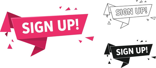 Sign up now vector graphic template for website banner promotion and marketing campaign design element editable