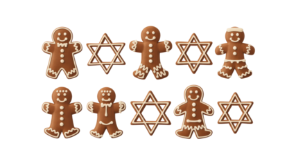 Festive Gingerbread Men and Star of David Cookies