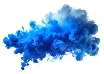 Obraz premium Blue ink cloud swirling in water, isolated on a transparent background