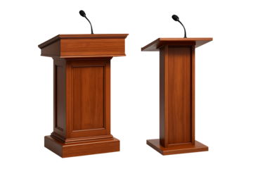 Classic Wooden Podiums with Microphones for Public Speaking
