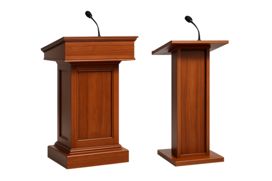 Classic Wooden Podiums with Microphones for Public Speaking