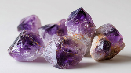 Amethyst crystals raw gemstones purple healing mineral geology