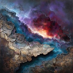 Abstract Cosmic Landscape Painting