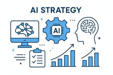 Comprehensive representation of artificial intelligence strategy showcasing technology-driven progress in automation conceptualized through charts digital interfaces and human cognition