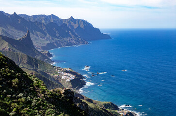 North coast with Roque de las Animas, Island Tenerife, Canary Islands, Spain, Europe.