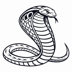 Fototapeta premium Hand Drawn Black Cobra Snake Tattoo Design Vintage Style