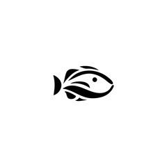 simple flat black and white fish logo icon vector template