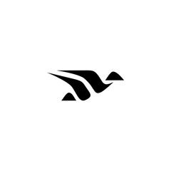 simple flat black and white fish logo icon vector template