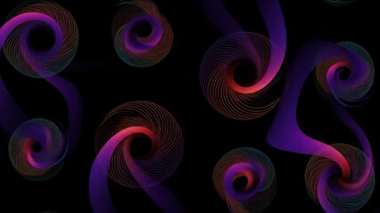 Vibrant swirling iridescent coils in black void - Powered by Adobe