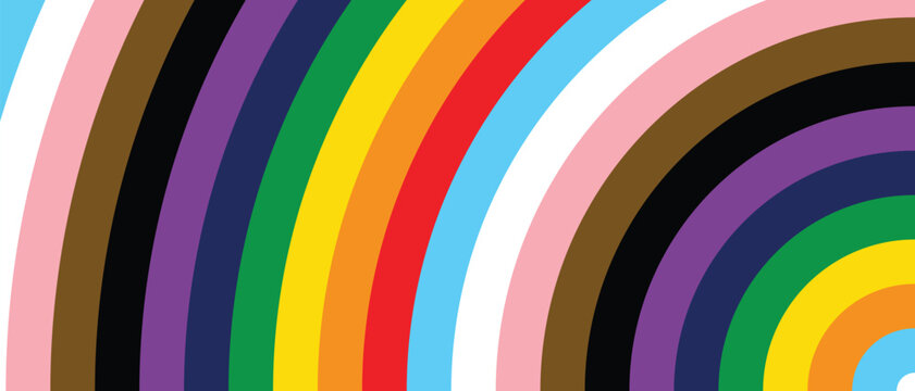 Pride Background with LGBTQ Inclusive Pride Flag Colours. Rainbow Stripes Wallpaper for LGBT Pride Month.