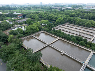 Fototapeta premium aerial view wastewater treatment plant