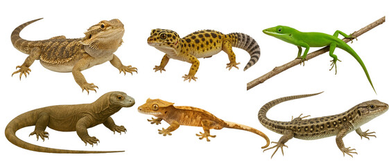 Naklejka premium Lizard Species Set – Realistic Reptile Illustration Collection