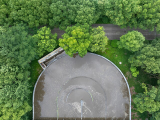 aerial view wastewater treatment plant